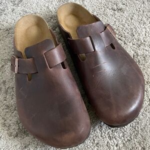 Birkenstock Men’s Boston Clog Wide Dark Brown Leather Size 11-11.5 (US) 44 (EU)